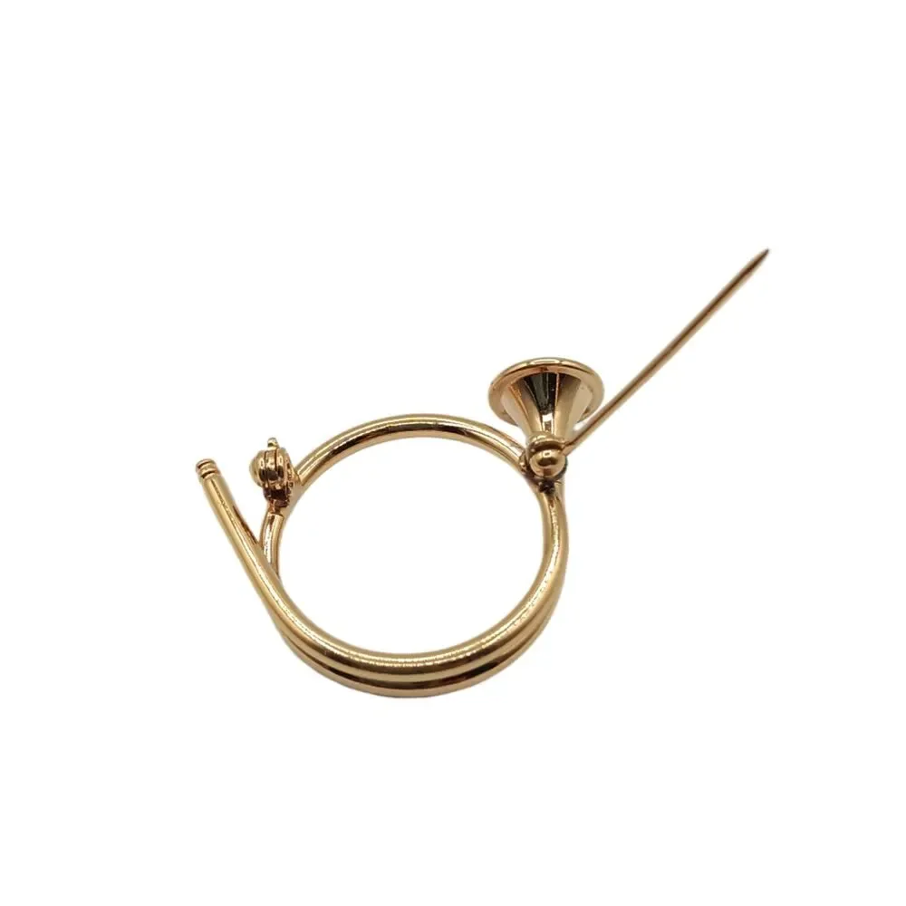 Napier French Horn Brooch Gold Tone Vtg 50s MCM Musical Estate Old Money Holiday